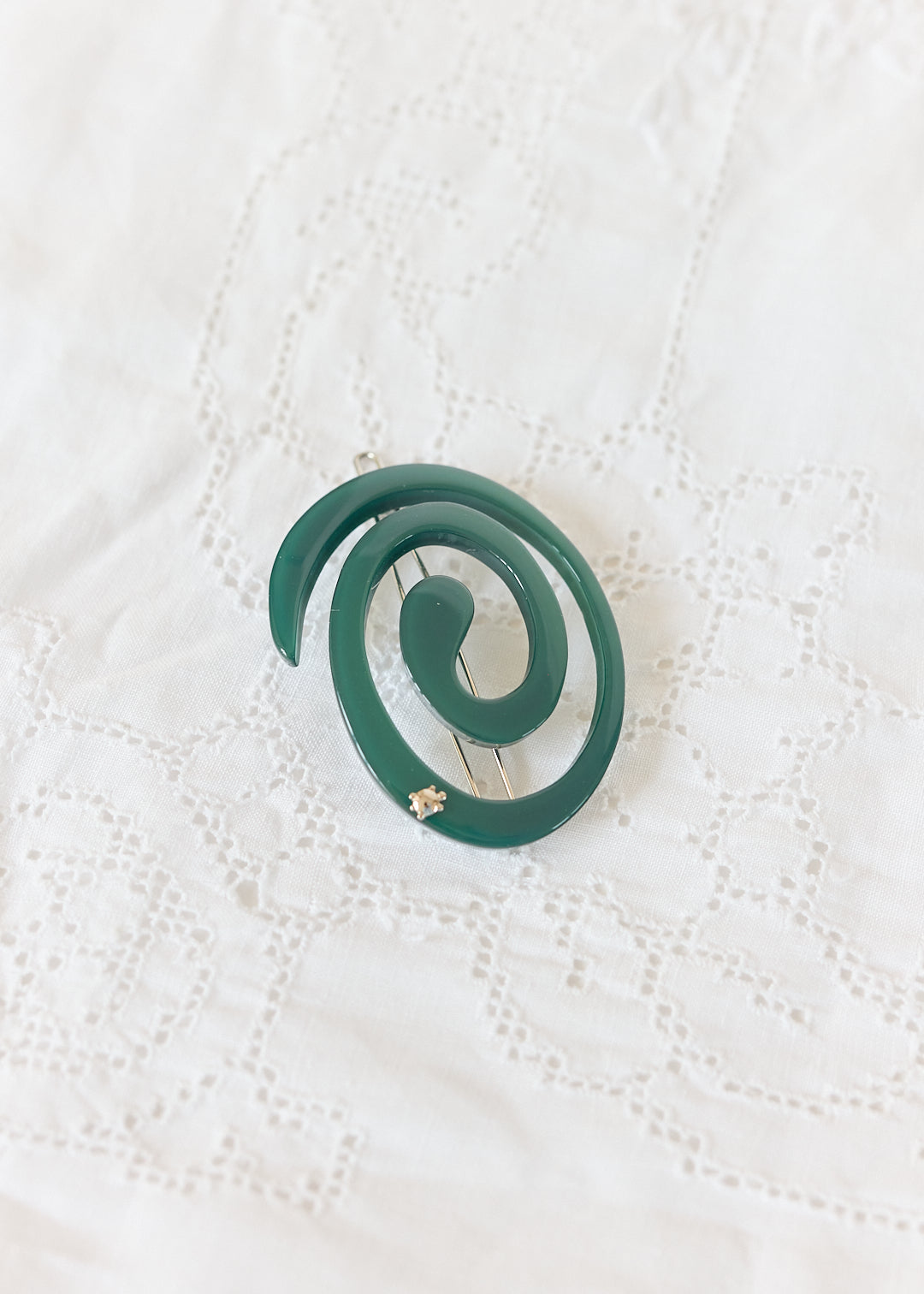 Turtle Story Spiral Hair Clip Emerald