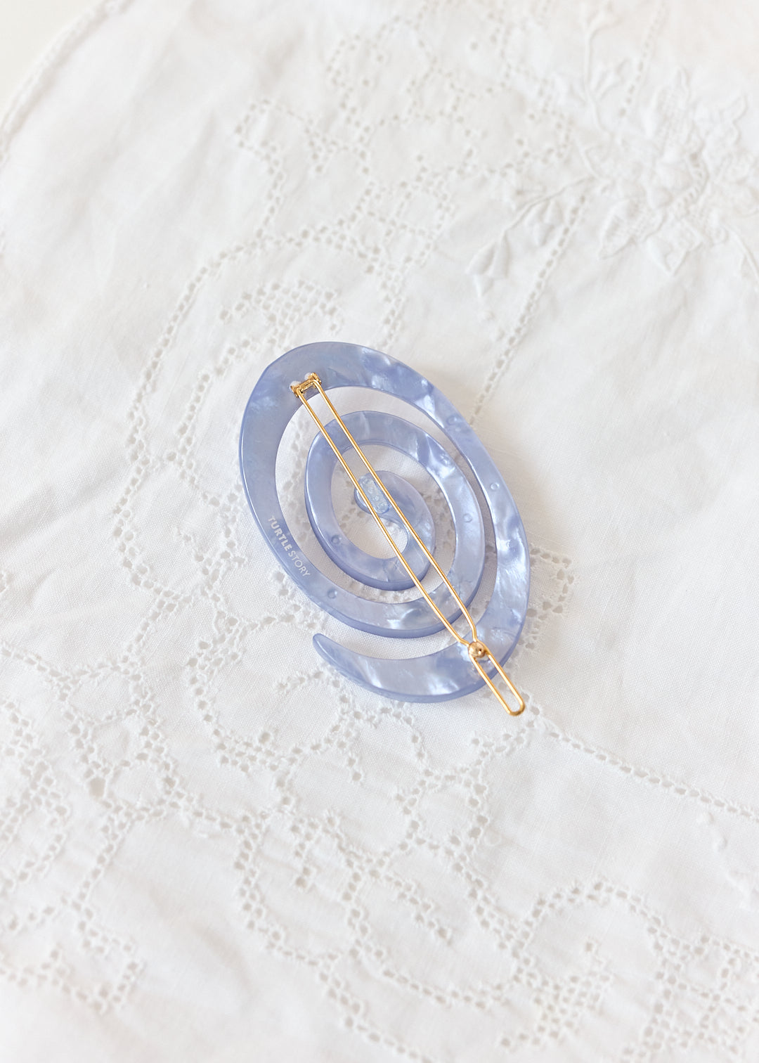 Turtle Story Spiral Hair Clip Sky Large