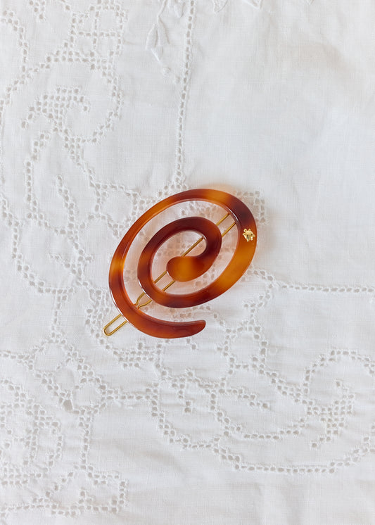 Turtle Story Spiral Hair Clip Sepia