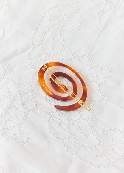 Turtle Story Spiral Hair Clip Sepia
