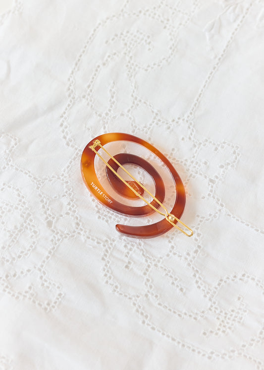 Turtle Story Spiral Hair Clip Sepia