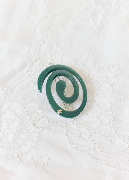Turtle Story Spiral Hair Clip Emerald