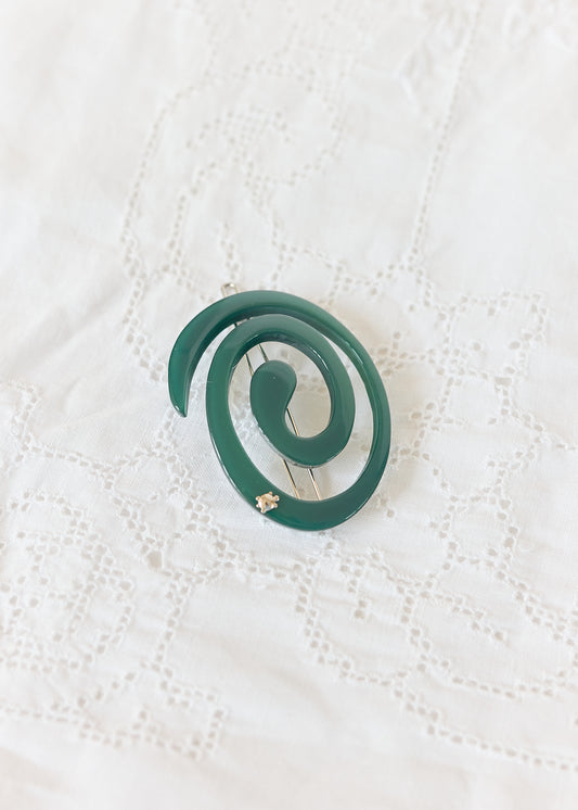 Turtle Story Spiral Hair Clip Emerald
