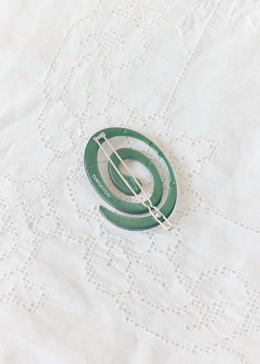 Turtle Story Spiral Hair Clip Emerald