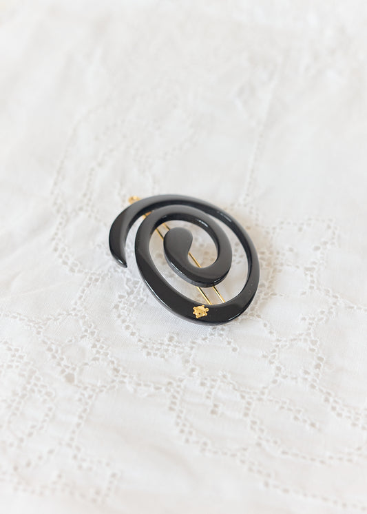 Turtle Story Spiral Hair Clip Noir