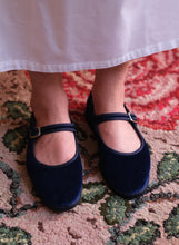 Load image into Gallery viewer, Mary Jane Velvet Slippers | Navy

